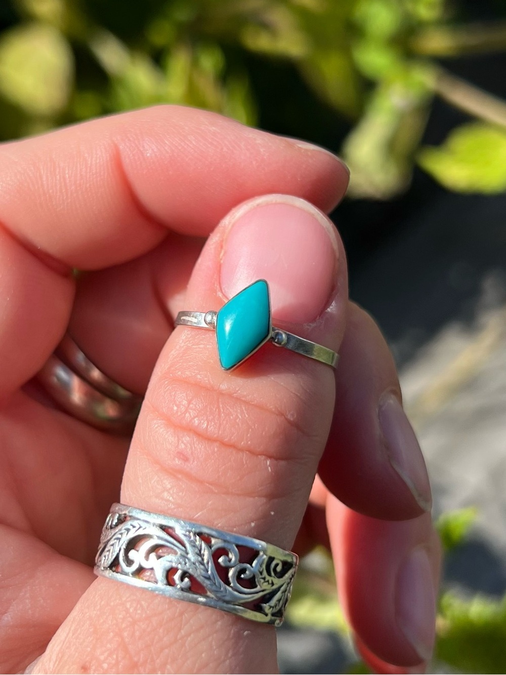 Dainty Sterling Silver Turquoise Ring